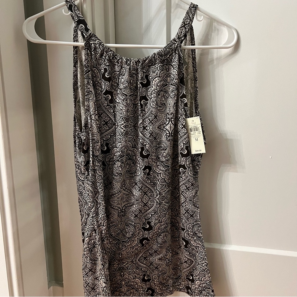 Ann Taylor Black and White Patterned Tank Top
